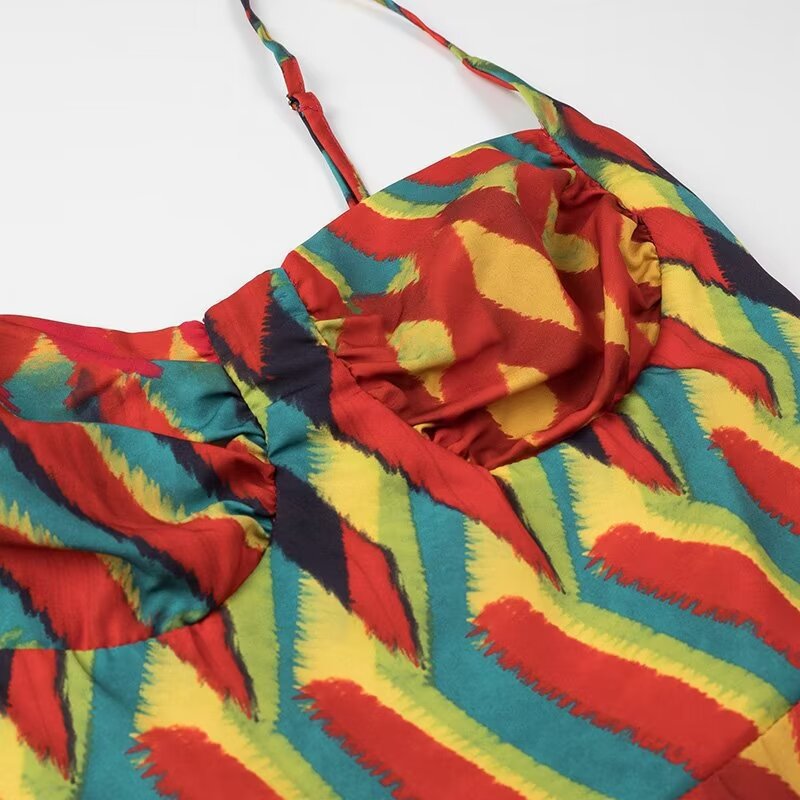 Sling Backless Printed Dress