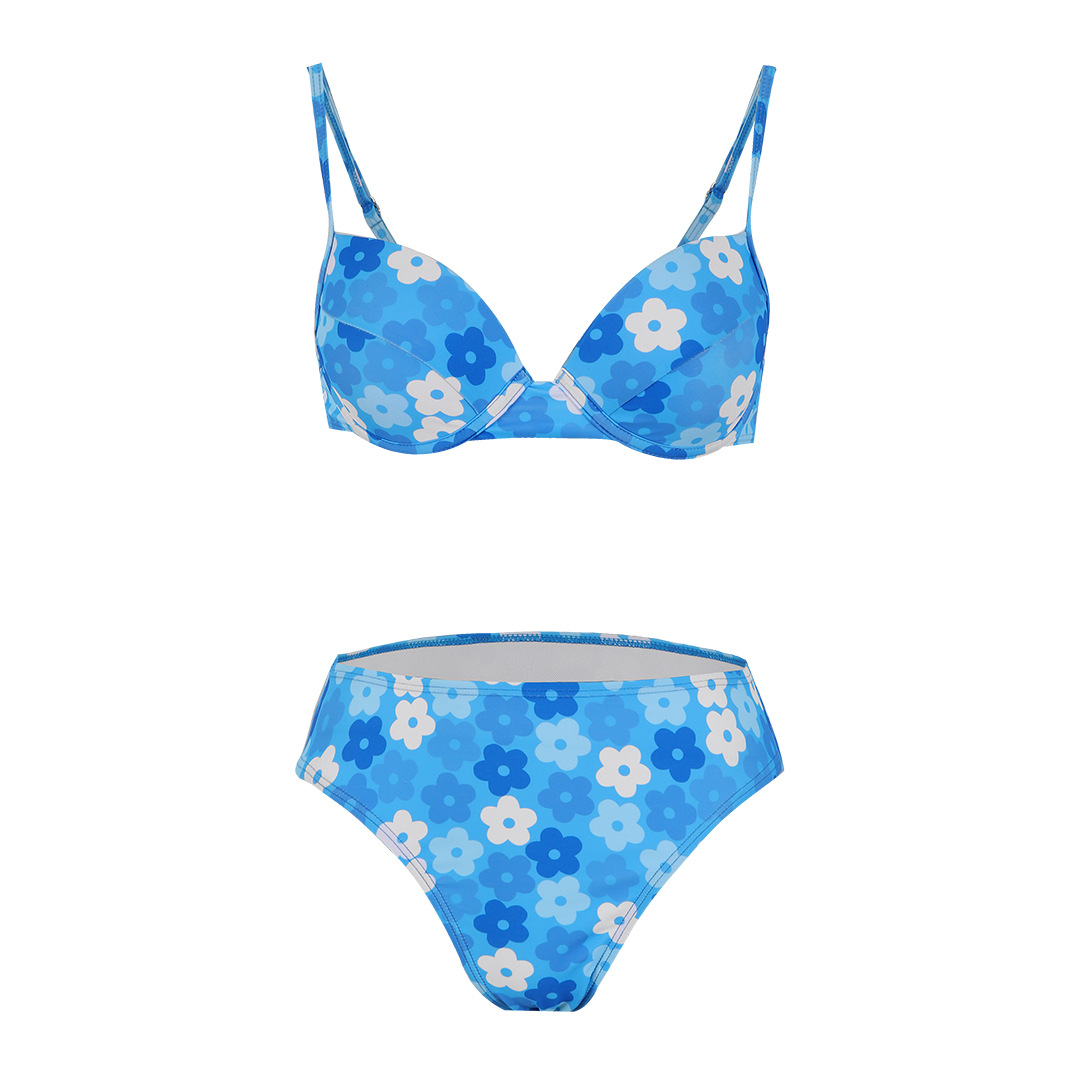 Long Sleeve  Floral Print Bikini Swimsuit and Pants