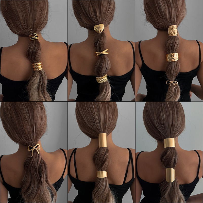 Geometric Exaggerated Alloy Ponytail Combination Hair Rope