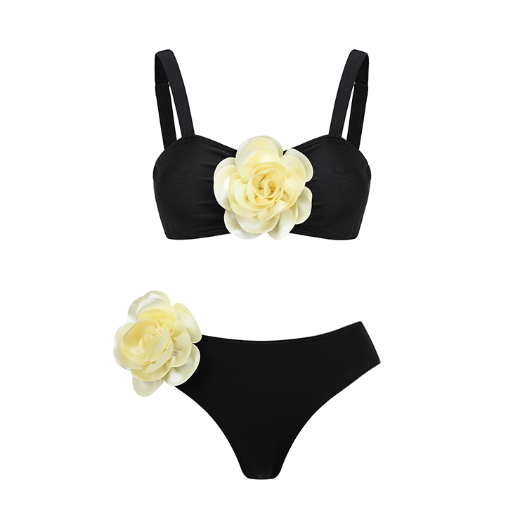 Plus Size 3D Flower Bikini Swimsuit and Sarong Flaxmaker