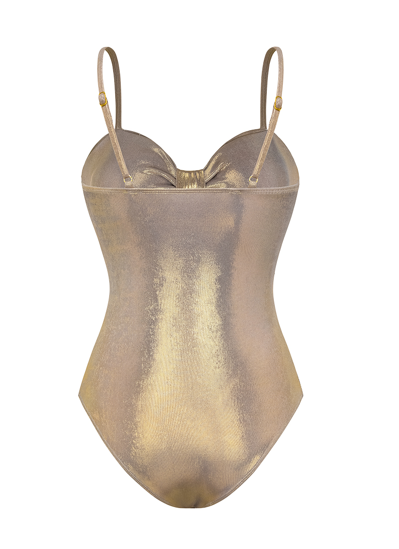 Stone Decoration Shiny One Piece Swimsuit and Skirt