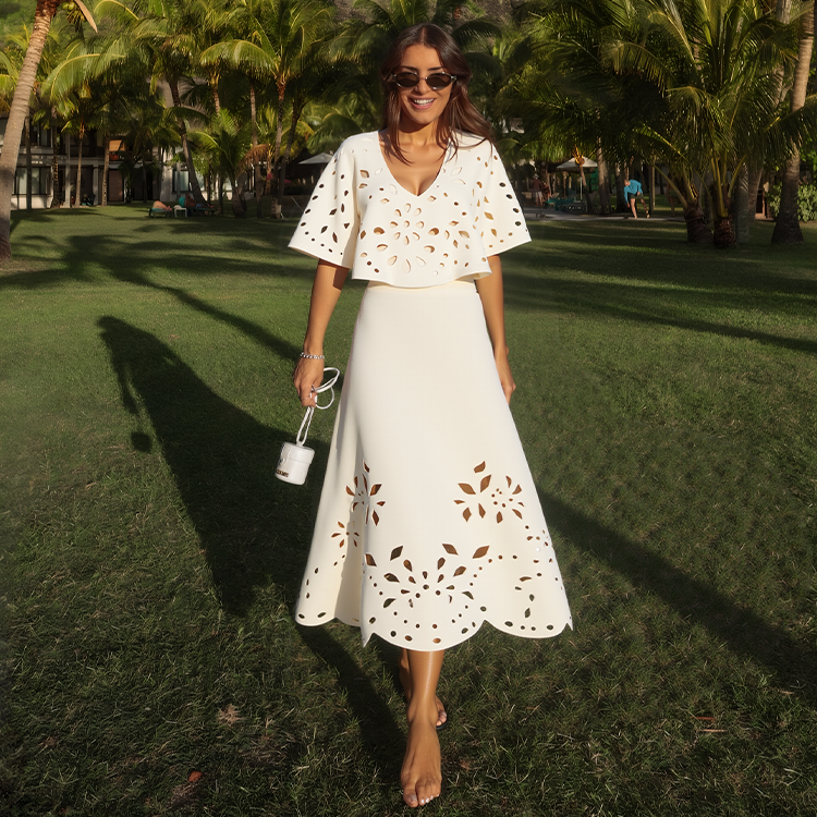 Laser Cutting One Piece Swimsuit and Skirt