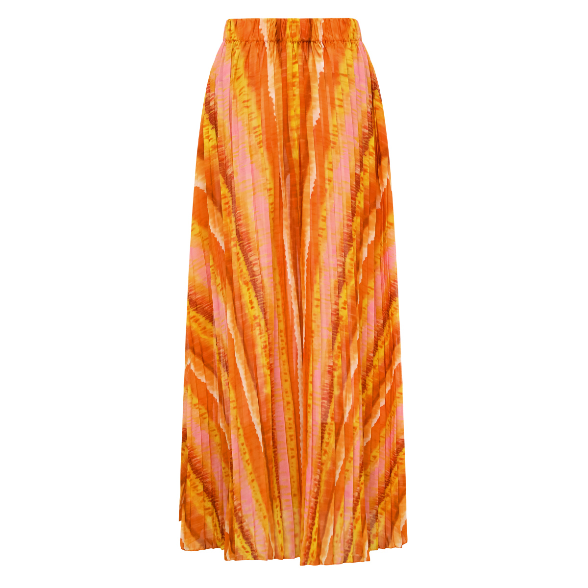 Long Sleeve V Neck Orange Gradient Print One Piece Swimsuit and Skirt