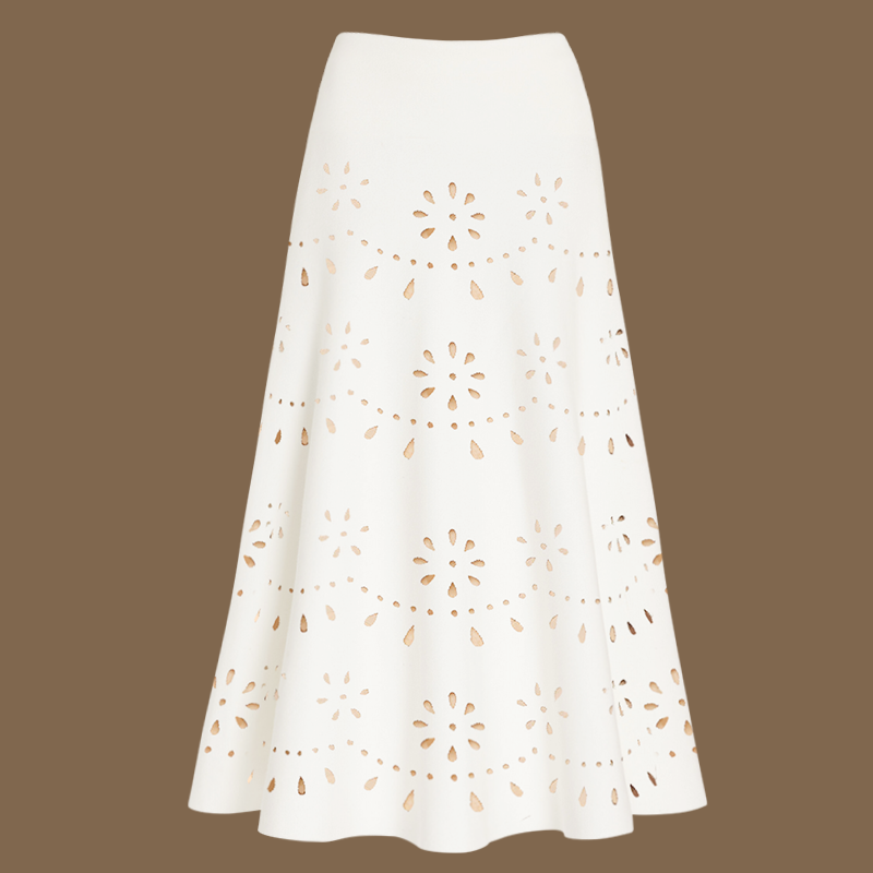 Three Pieces Set Hollow Out One Piece Swimsuit and Skirt