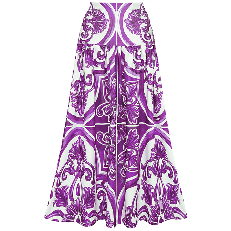 Sling Classic Majolica Series Pattern Print One Piece Swimsuit and Skirt or Shorts