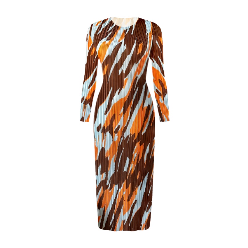 Modern Art Pleated Midi Dress