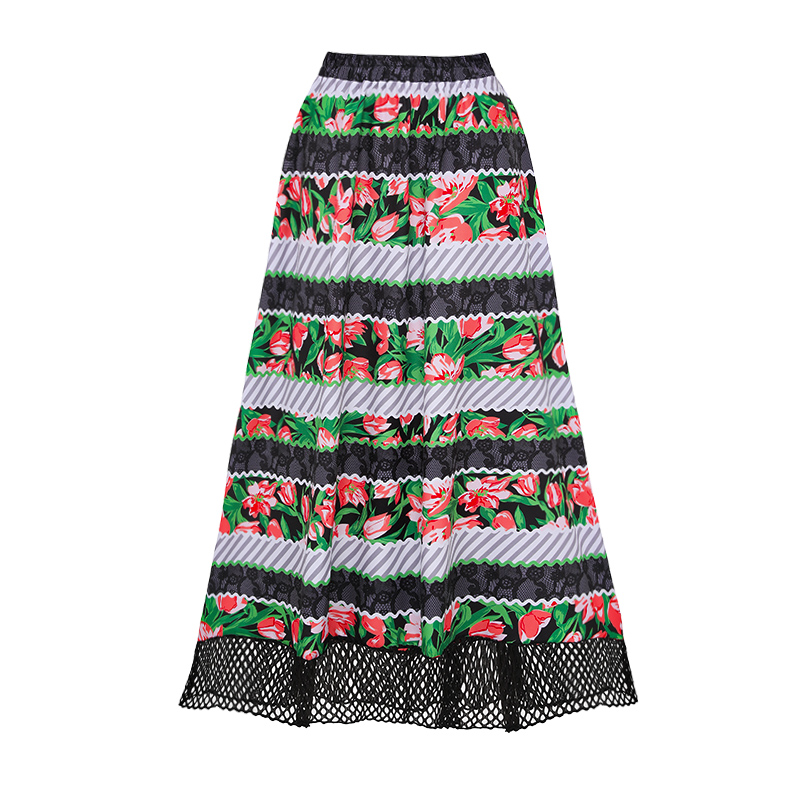 Sling Lace Splicing Printed Swimsuit and Skirt