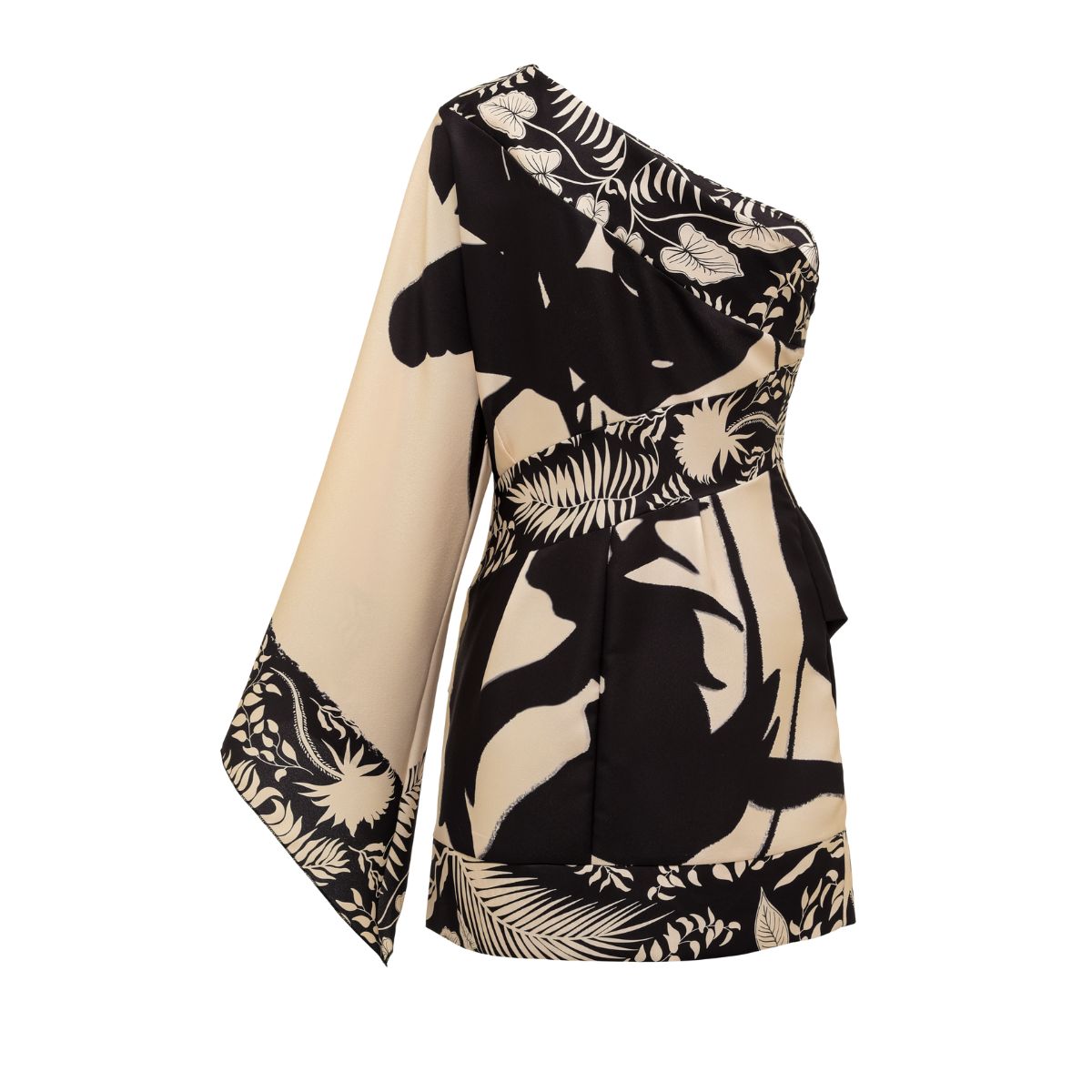 Oblique Shoulder Printed Mini Dress