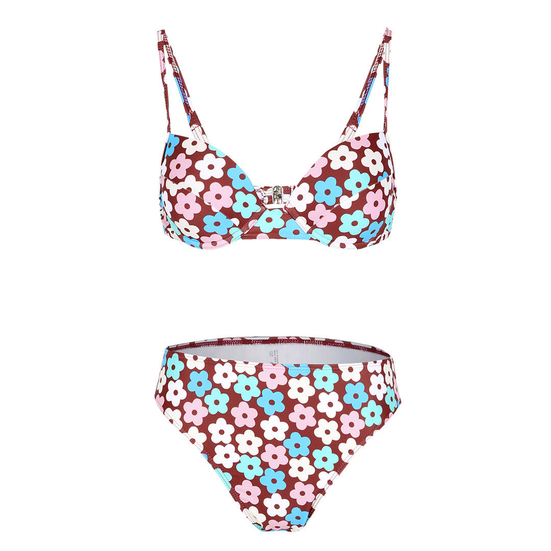 Long Sleeve  Floral Print Bikini Swimsuit and Pants