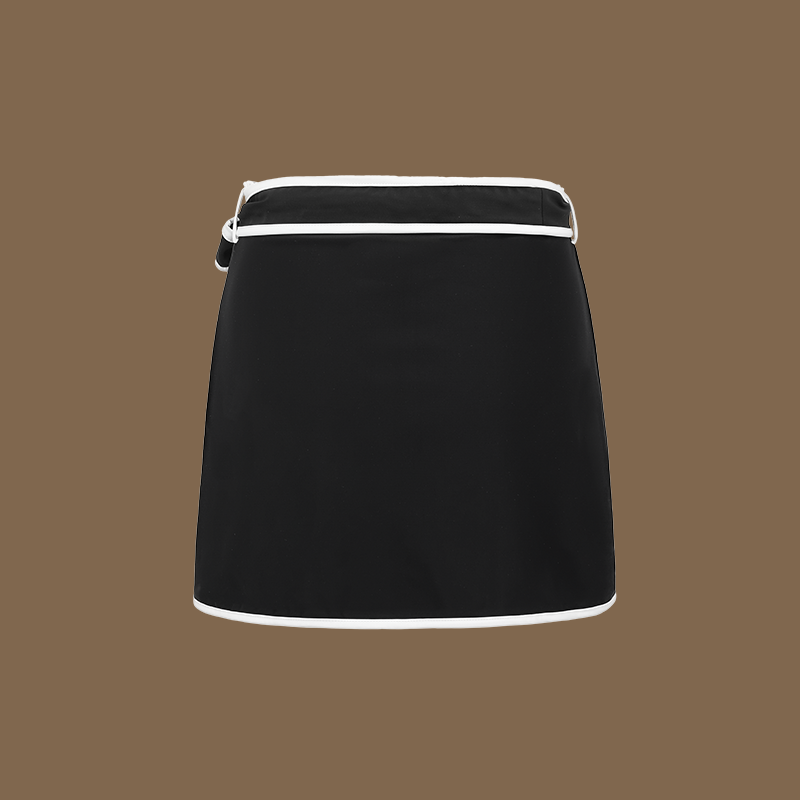 Plus Size Black and White Bowknot Shoulder One Piece Swimsuit and Skirt