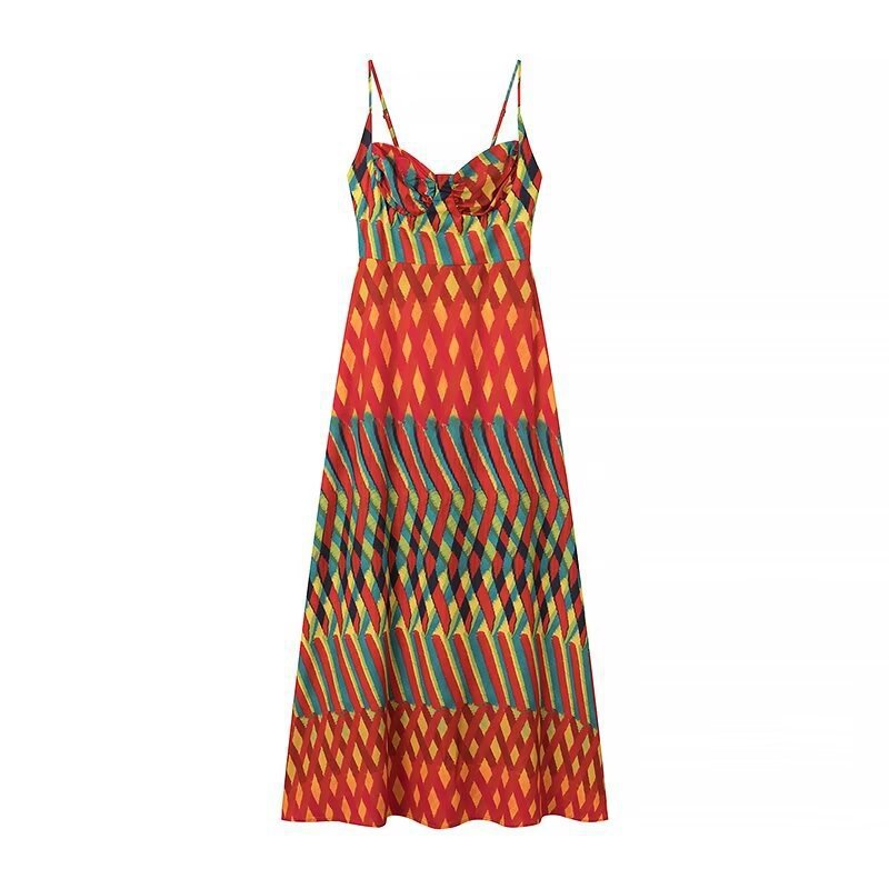 Sling Backless Printed Dress