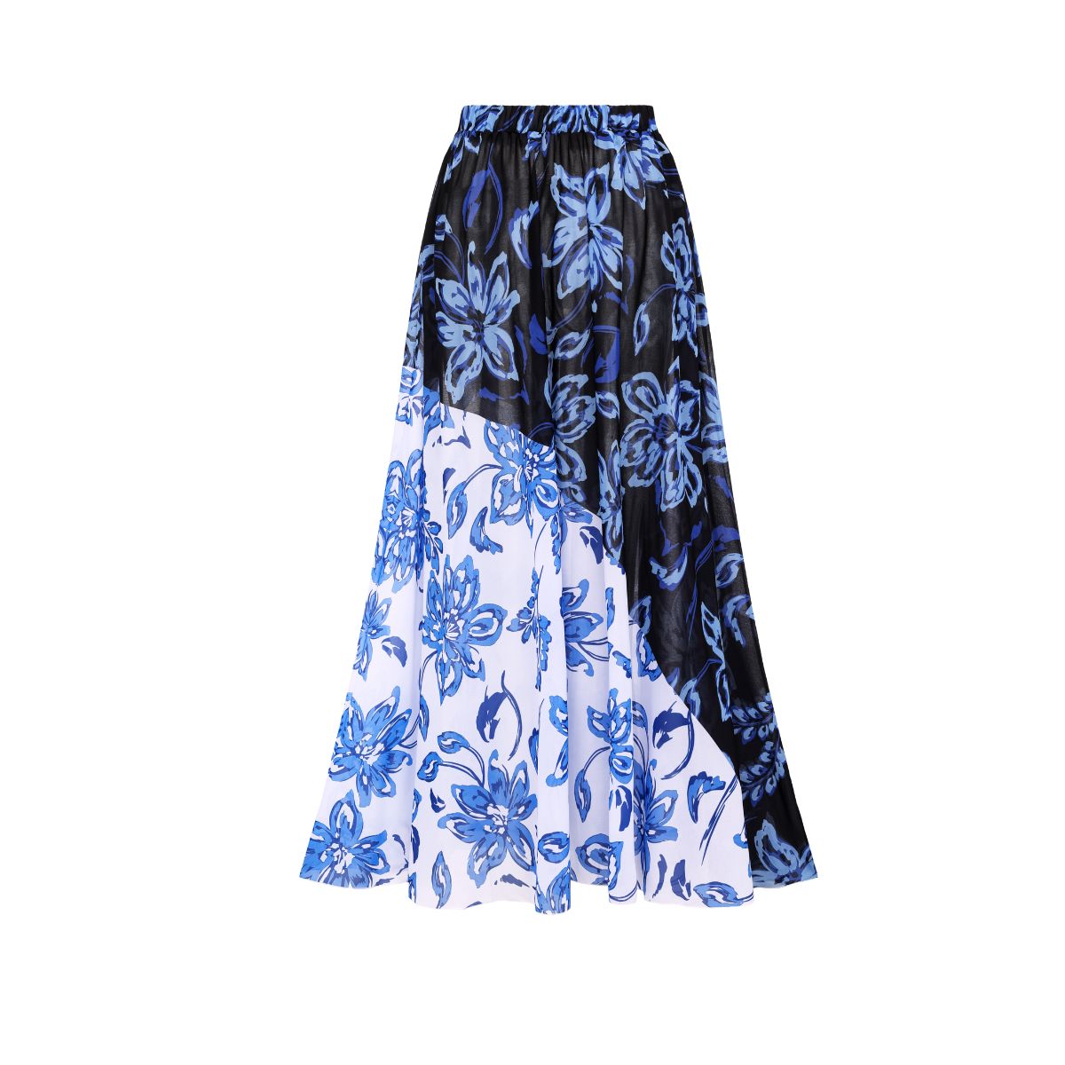 Color Block Printed Long Sleeve One Piece Surf Swimsuit and Skirt