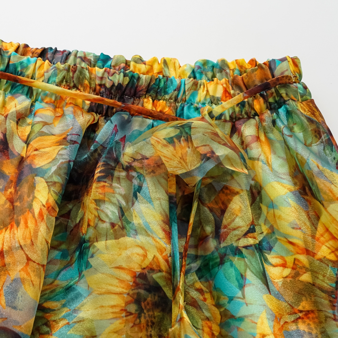 3D Sunflower Print One Shoulder One Piece Swimsuit and Skirt