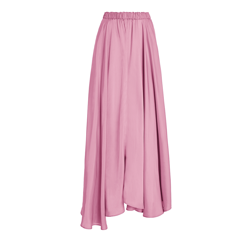 One Shoulder Ruffle Solid Color One Piece Swimsuit and Skirt