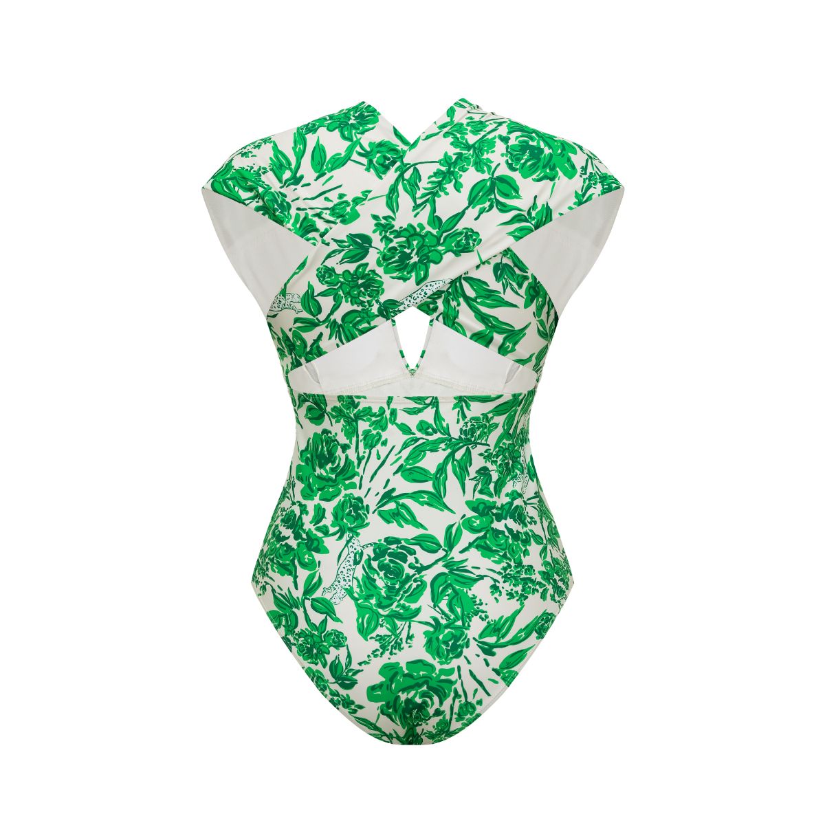 V Neck Printed One Piece Swimsuit and Skirt