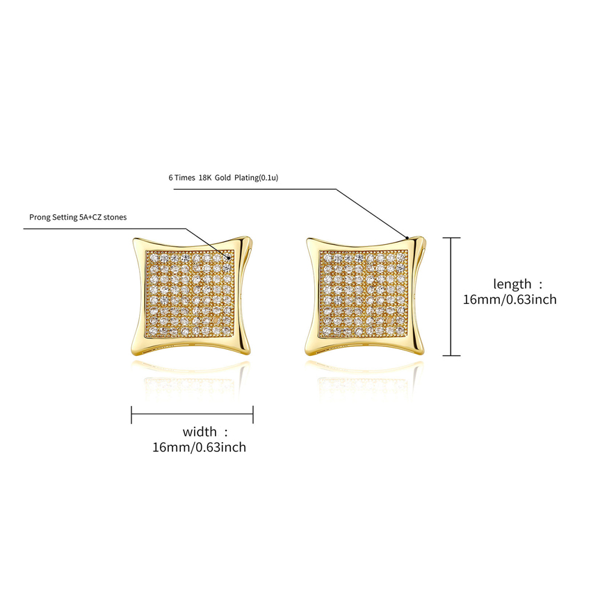 Square Zircon Stud Earrings