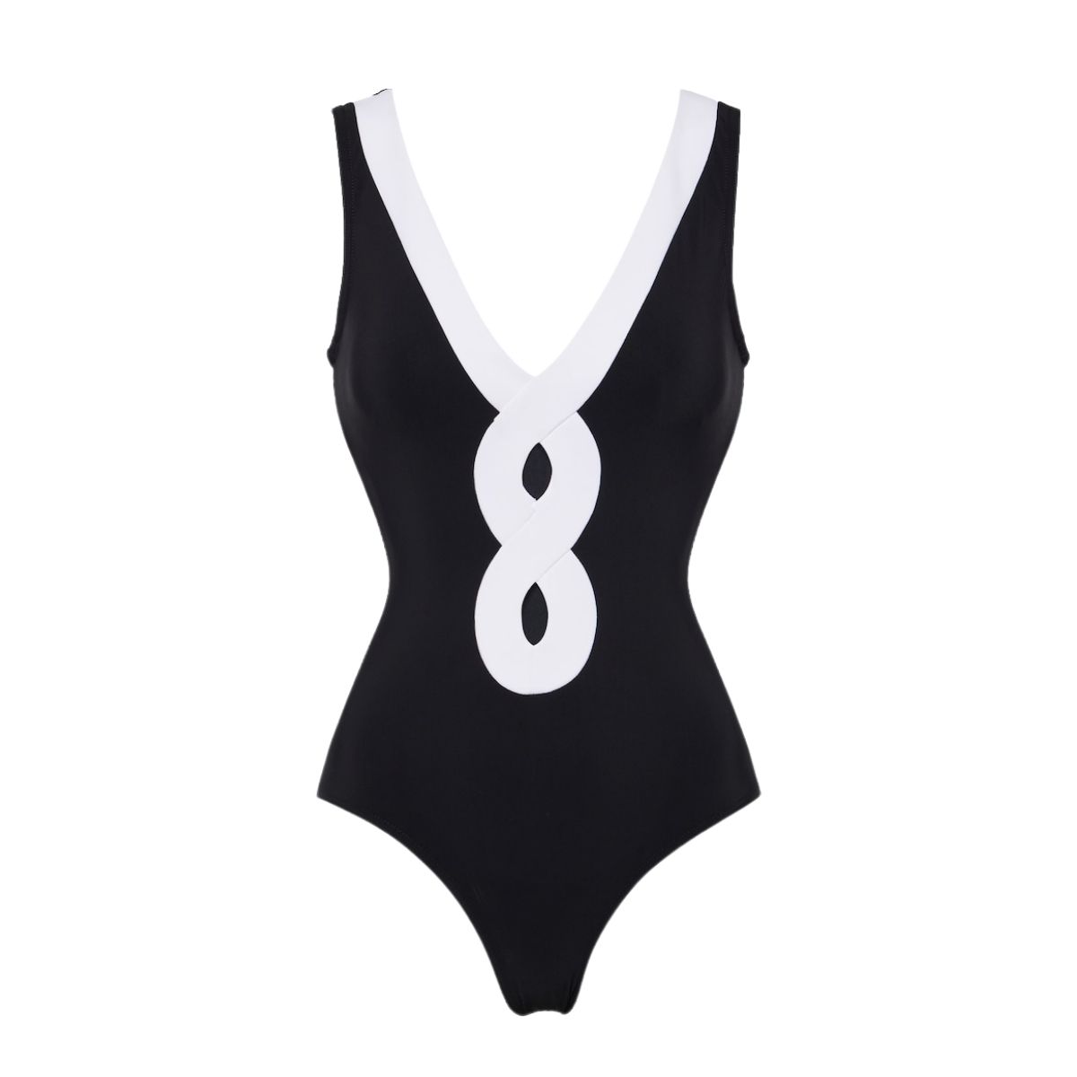 Cutout V Neck Color Block One Piece Swimsuit And Sarong
