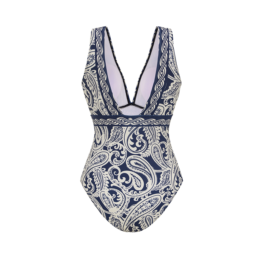 V Neck Blue Paisley Print Swimsuit Set(s)