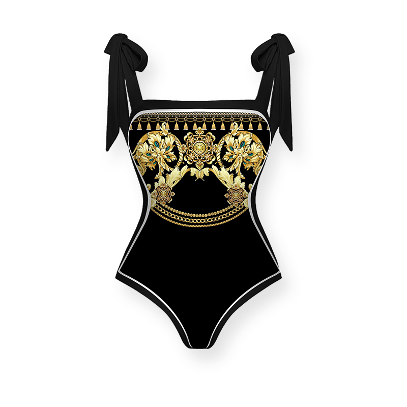 Reversible Tie-shoulder One Piece Swimsuit and Sarong Flaxmaker