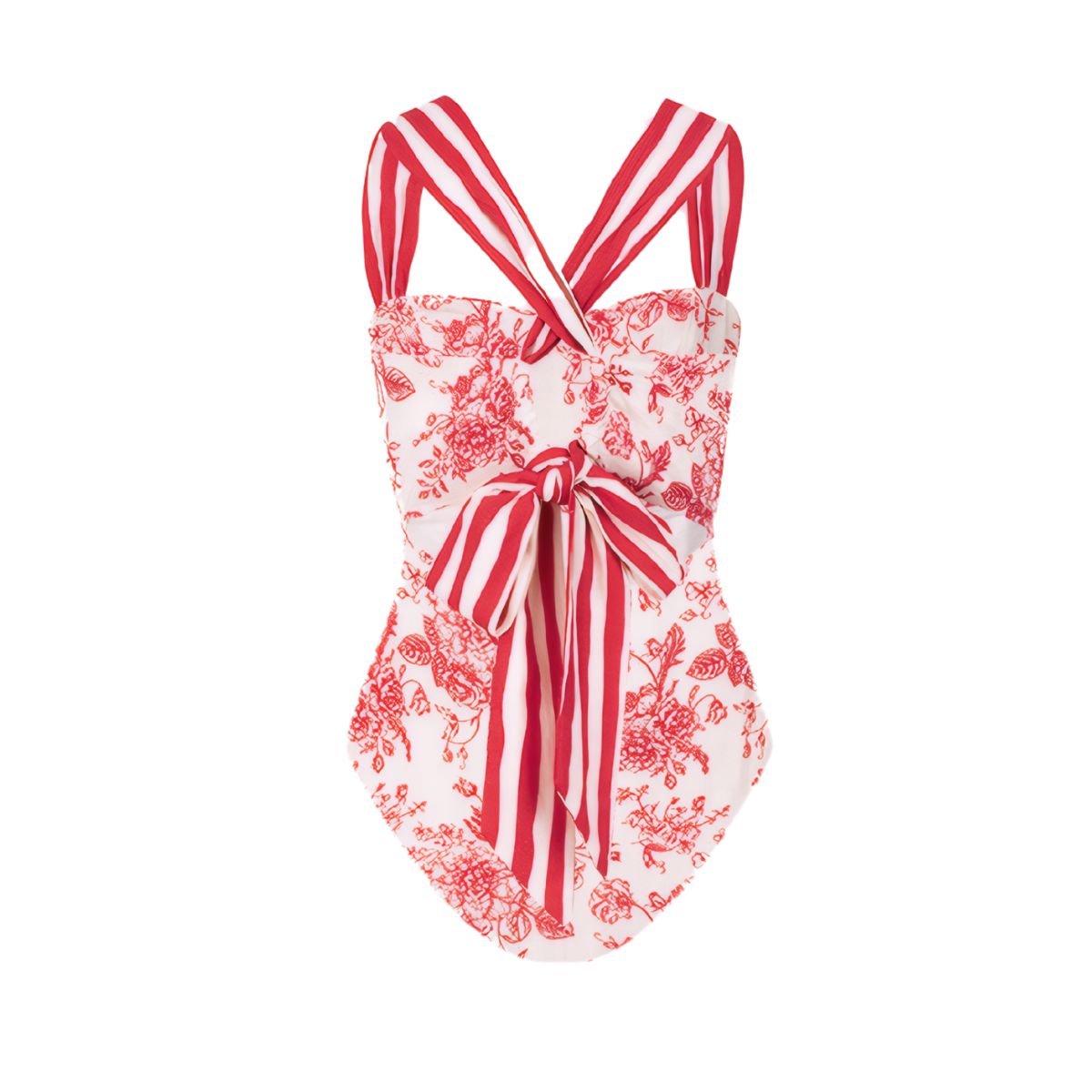 Cross Straps Printed One Piece Swimsuit and Skirt