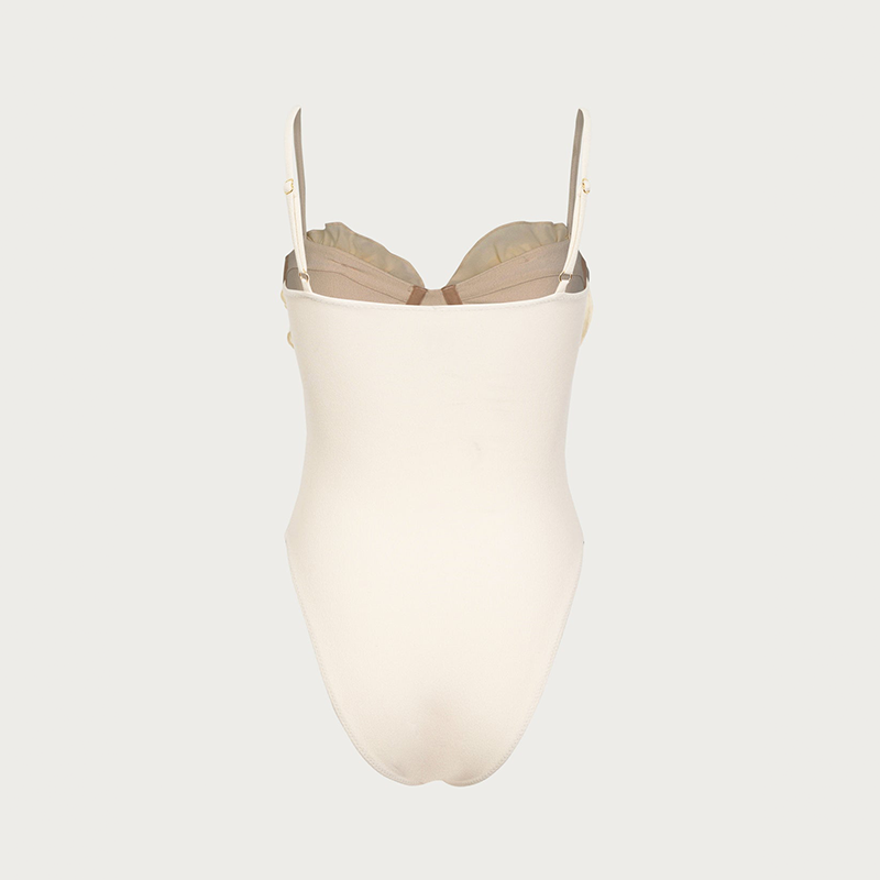 3D Flower White One Piece Swimsuit Flaxmaker