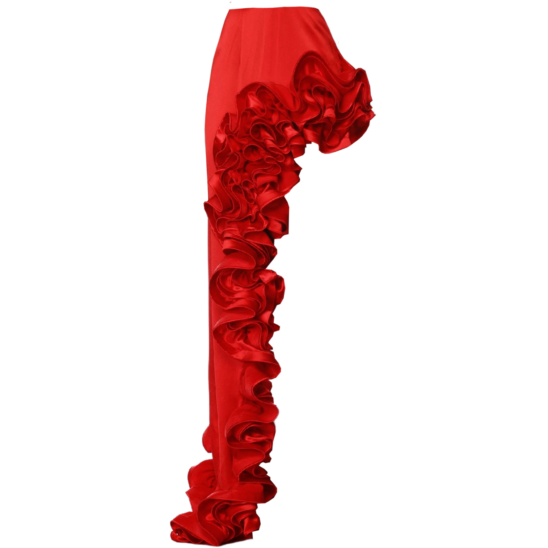 Frilled V Neck Red One Piece Swimsuit and Skirt Flaxmaker