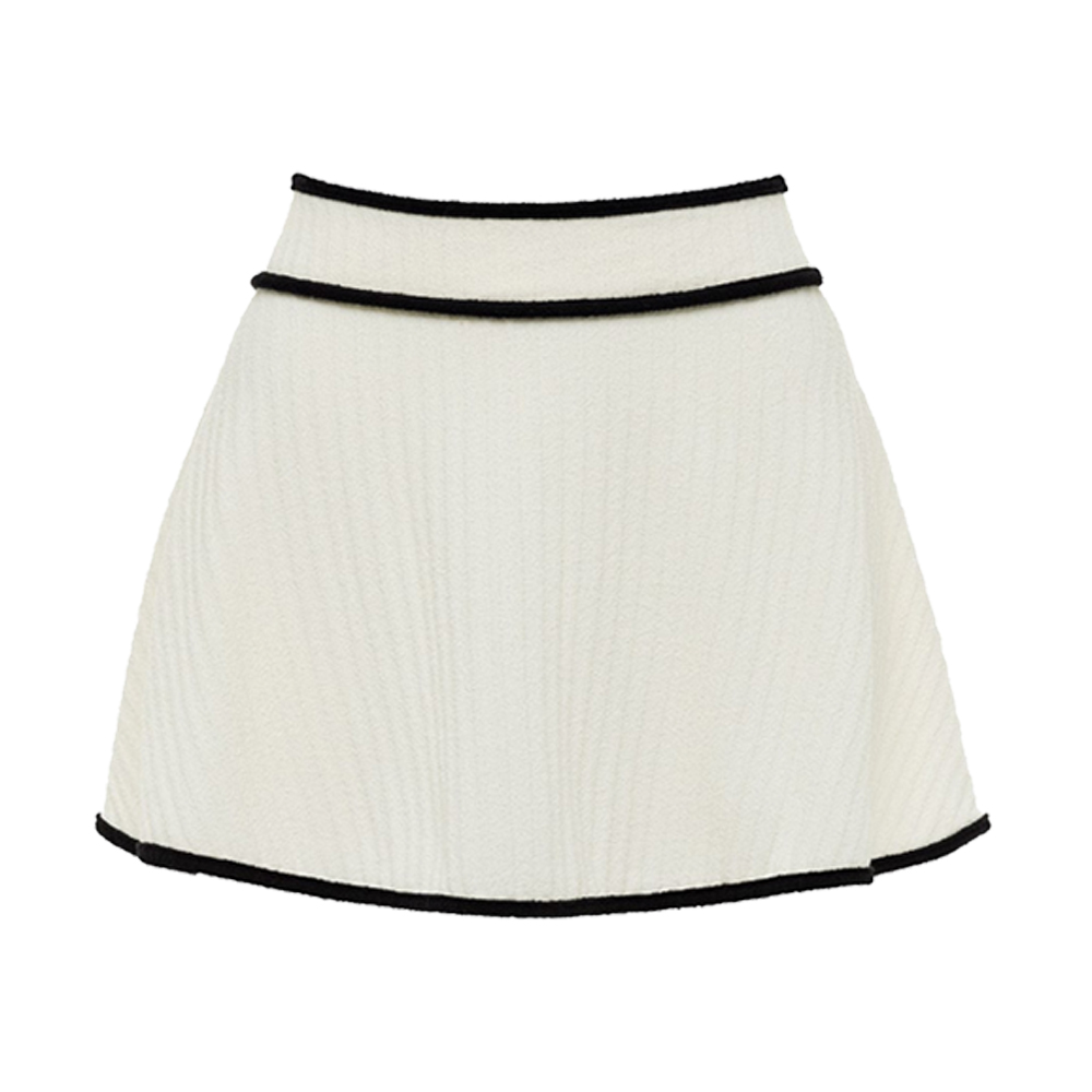 Ivory Black Trim High Waist Bikini Swimsuit and Skirt Flaxmaker