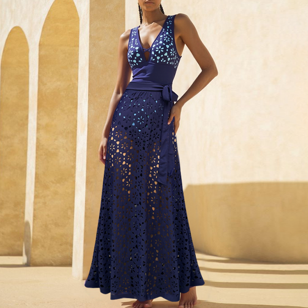 Hollow Out One Piece Swimsuit and Skirt