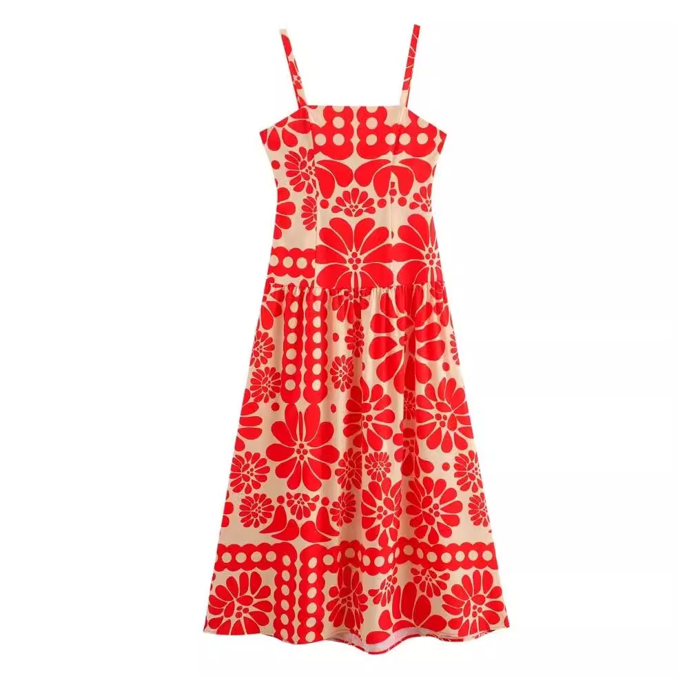 Sling Backless Printed Dress