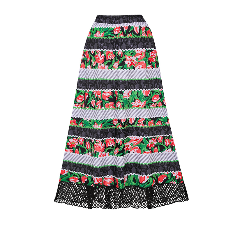 Sling Lace Splicing Printed Swimsuit and Skirt