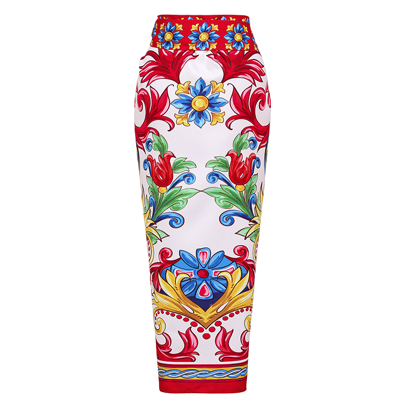 Sling Pattern Print Bikini Swimsuit and Skirt