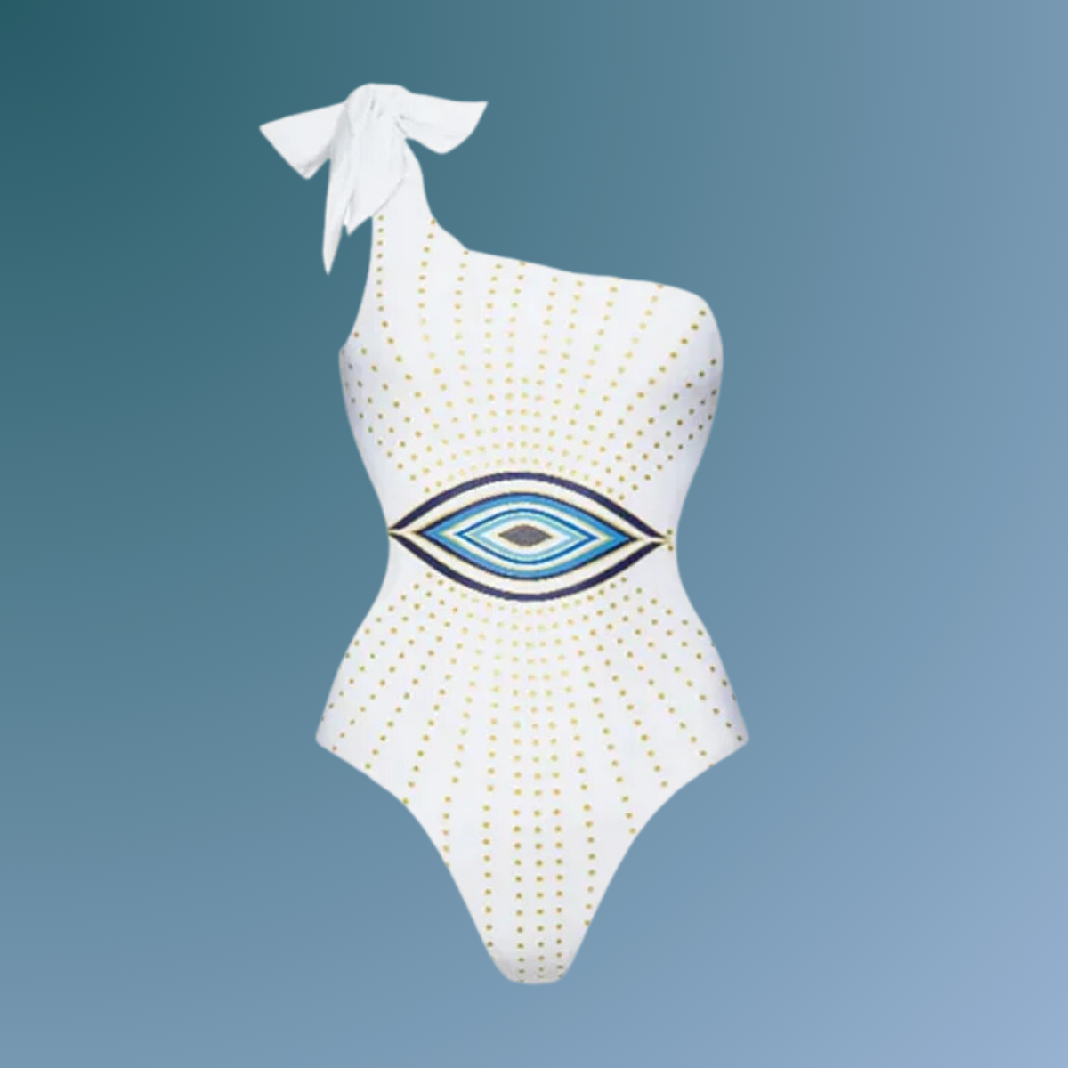 Eye Print One Shoulder One Piece Swimsuit and Skirt Flaxmaker