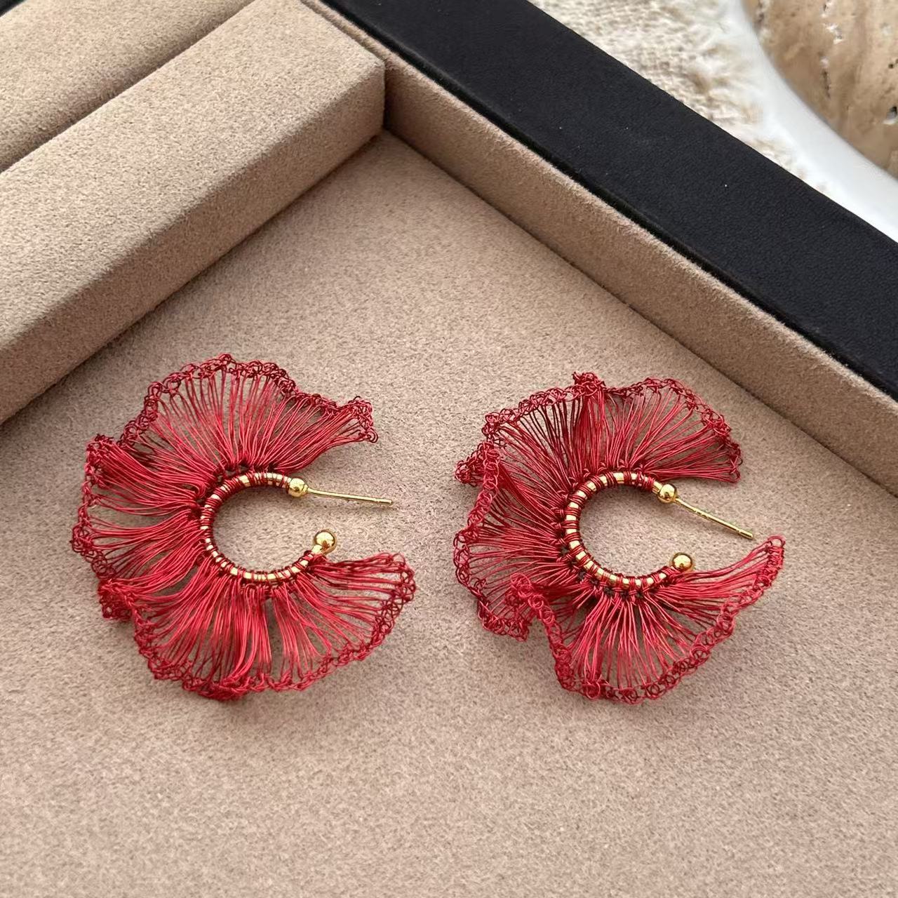 Hand-woven Flower Earrings