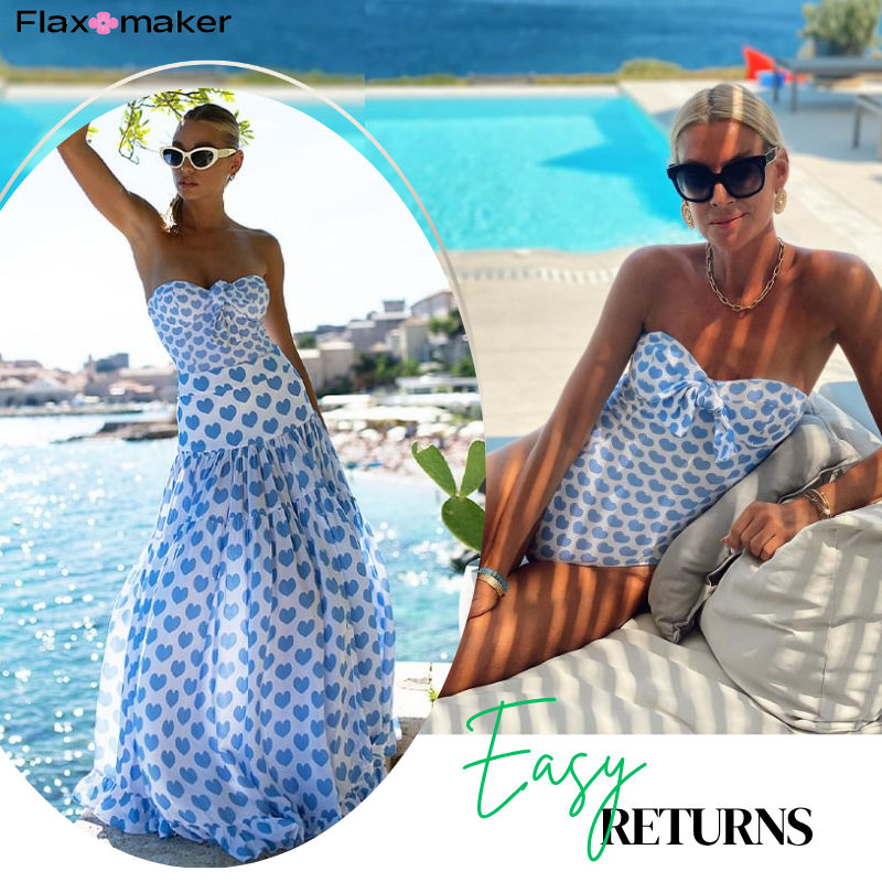 Bowknot Heart Print One Piece Swimsuit and Skirt