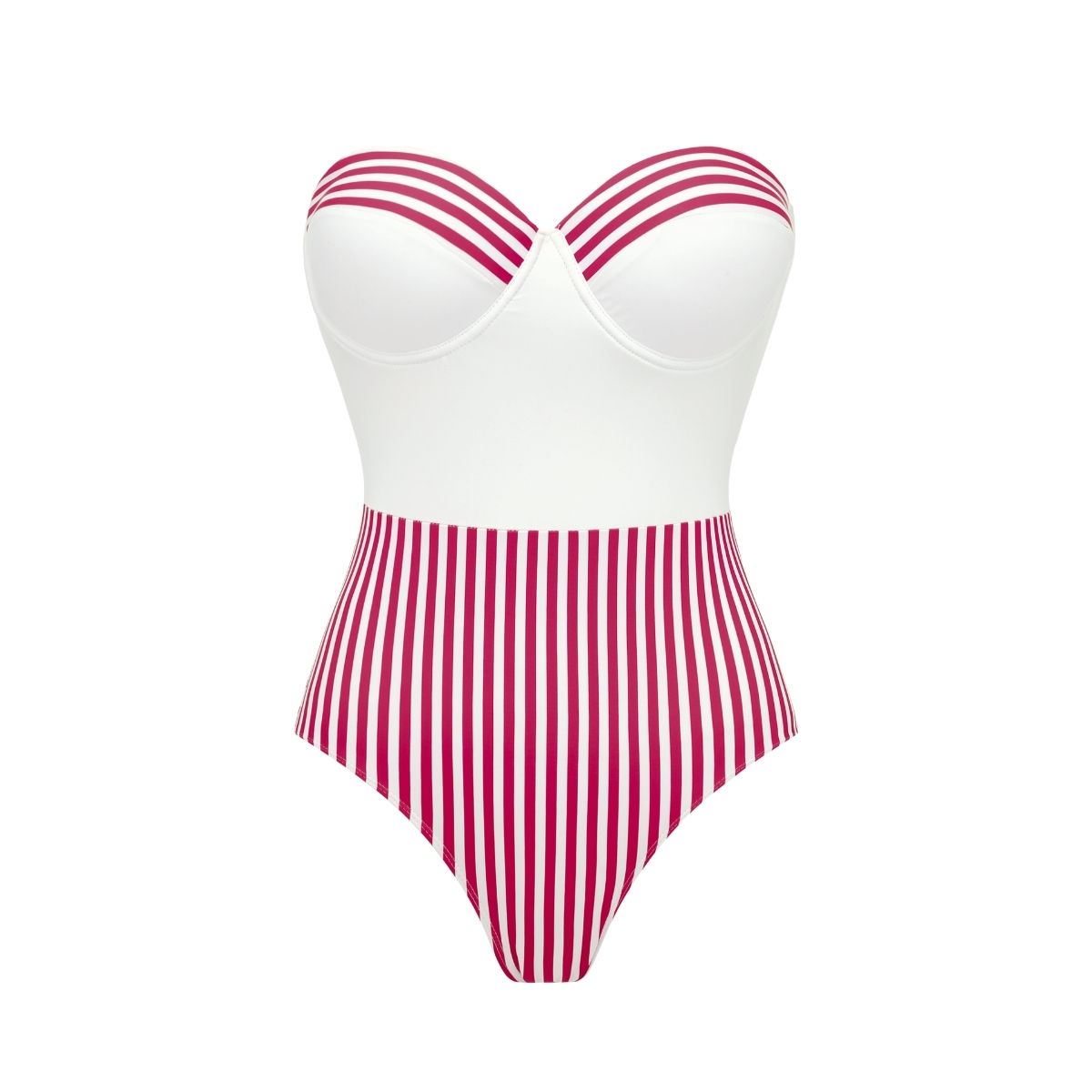 Bandeau Striped Print One Piece Swimsuit and Skirt