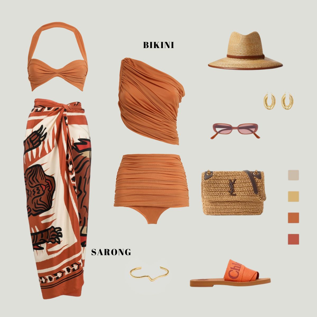 Halter Bikini Swimsuit and Sarong Flaxmaker