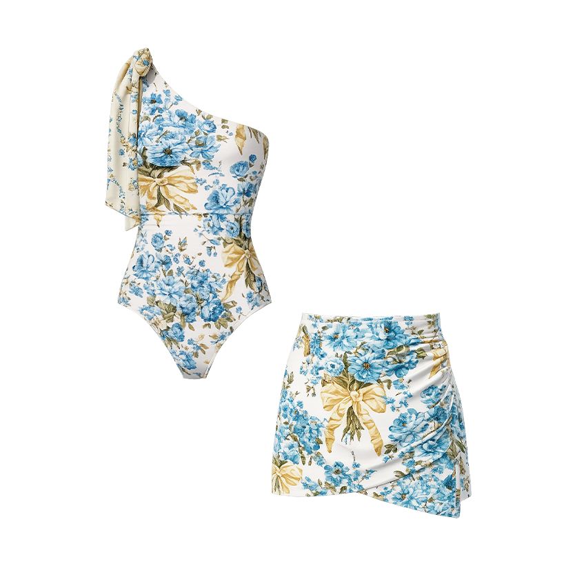 One Shoulder Printed Swimsuit Set(s)