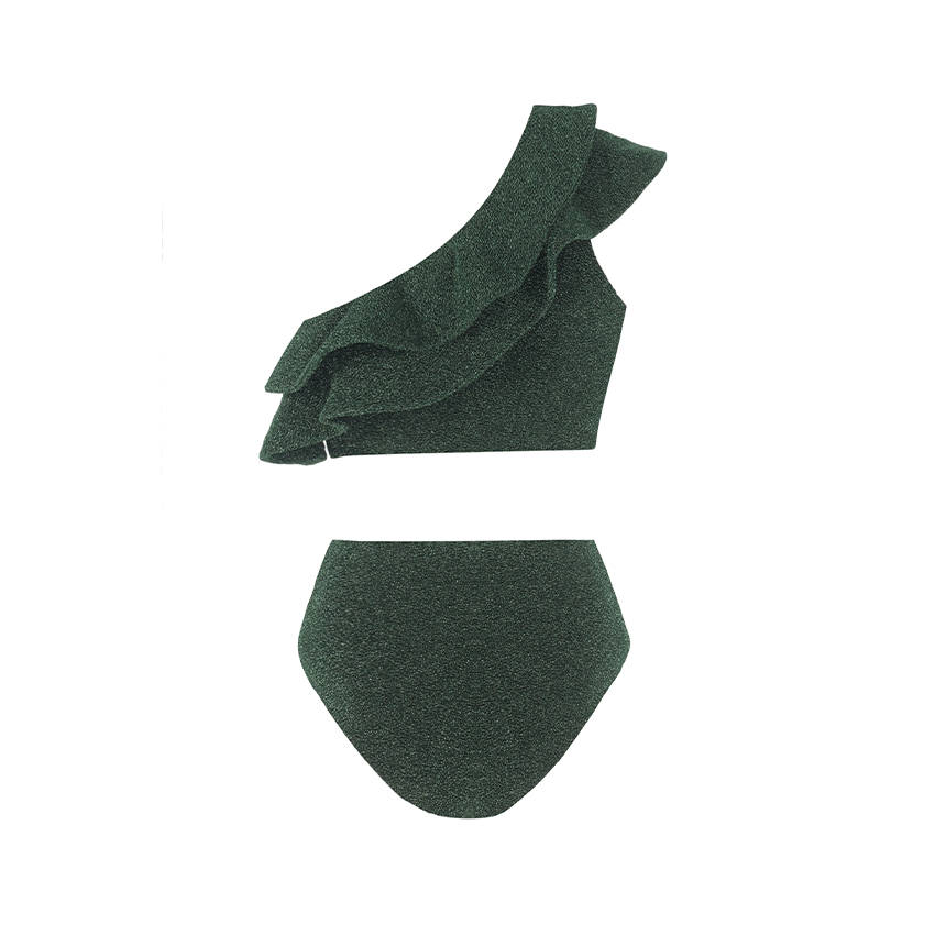 Ruffle Flash Solid Color Swimsuit Set(s)