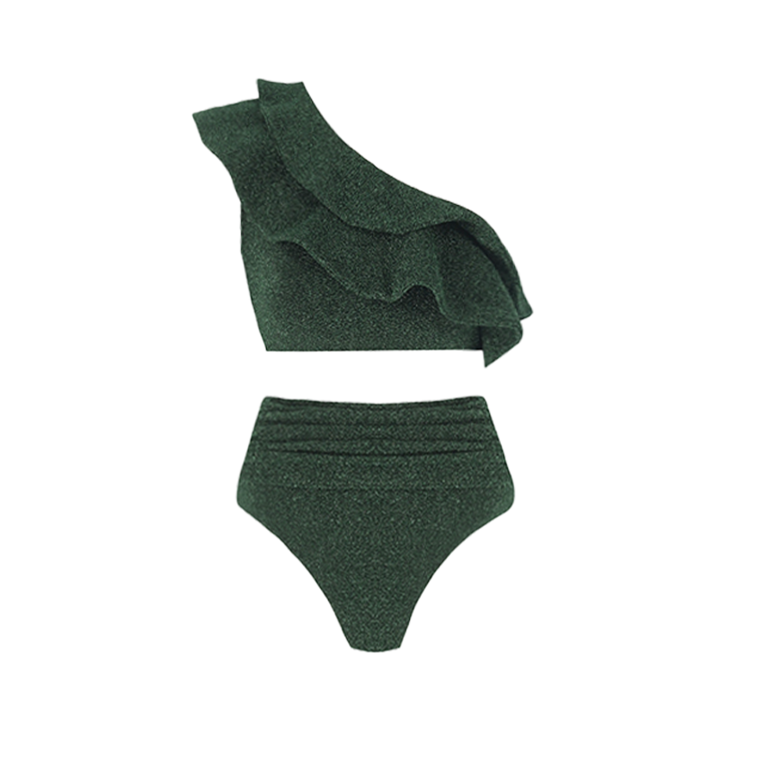 Ruffle Flash Solid Color Swimsuit Set(s)