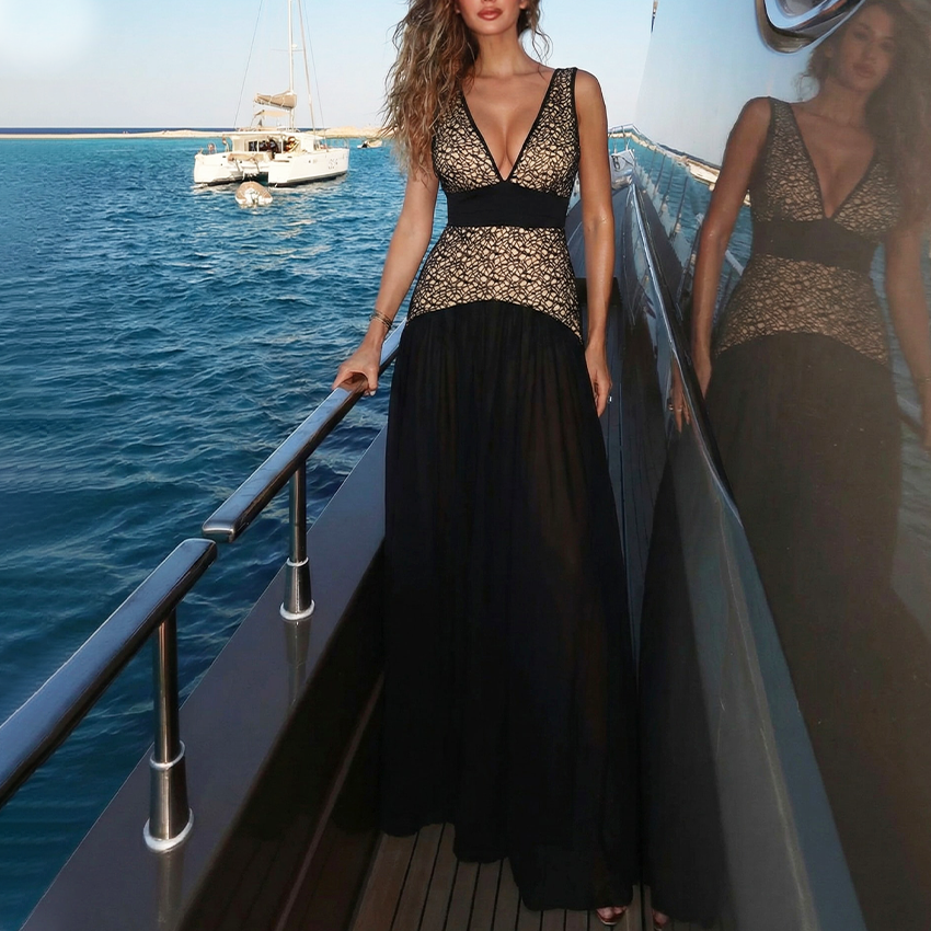 V Neck Lace Cutout Swimsuit Set(s)