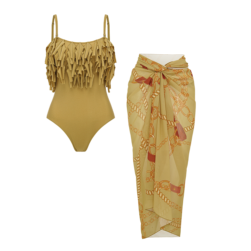 Bandeau Tassel Shiny Swimsuit Set(s)
