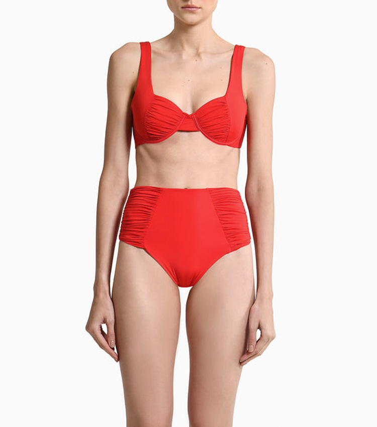 Pleated Solid Color Swimsuit Set(s)