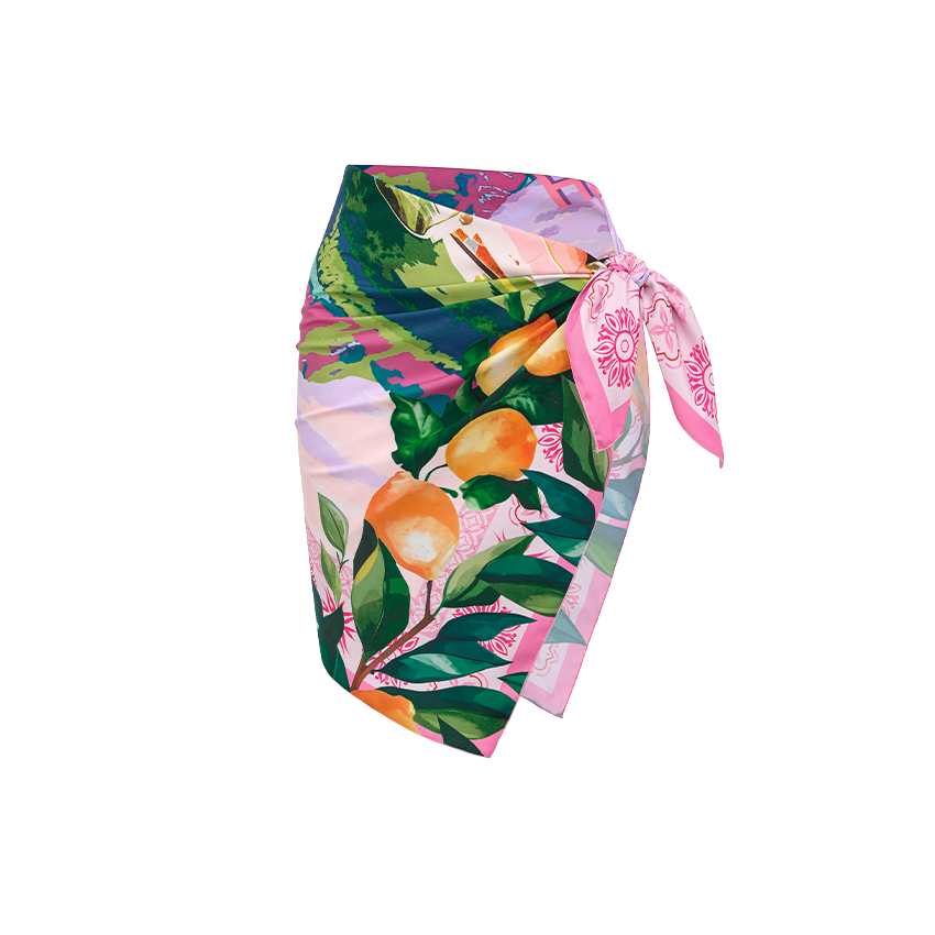 Bandage Bowknot Design Lemon Print Swimsuit Set(s)