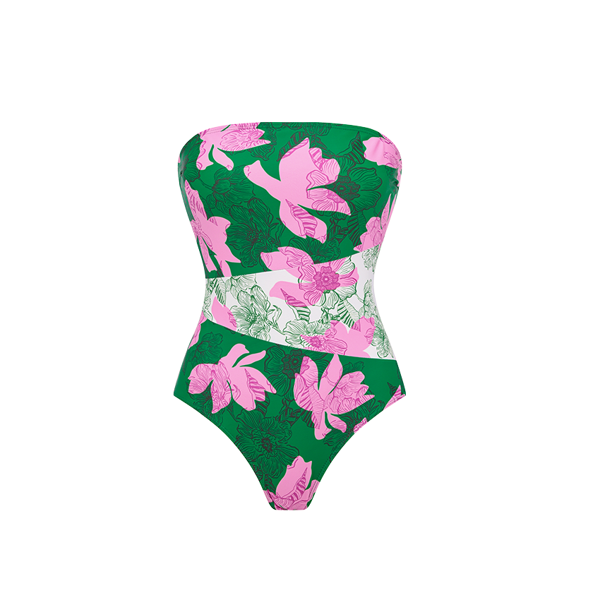 Bandeau Color Block Printed Swimsuit Set(s)