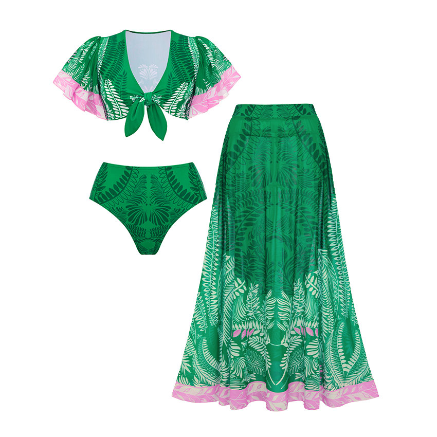 Ruffle Color Block Swimsuit Set(s)