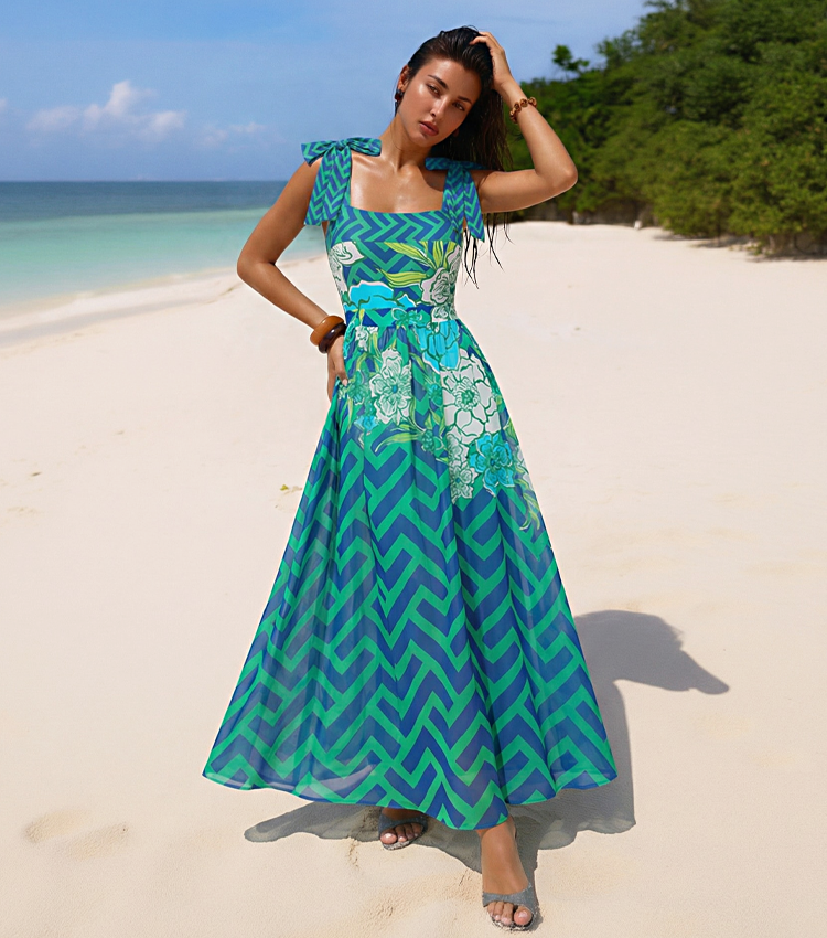 Bowknot Blossom Print Swimsuit Set(s)