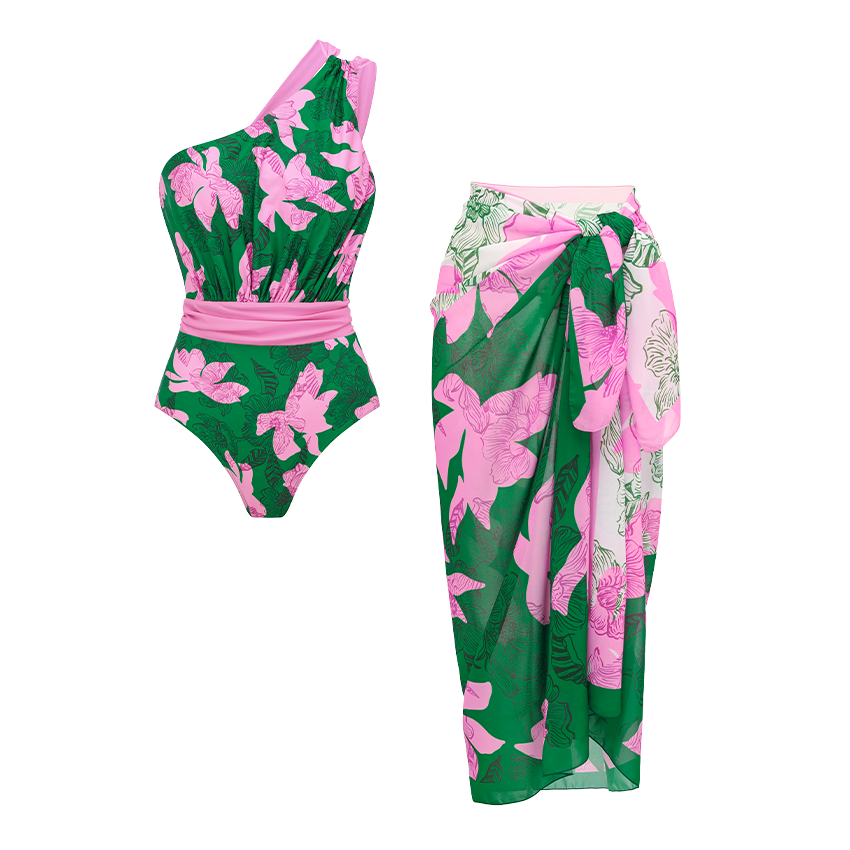 One Shoulder Printed Swimsuit Set(s)