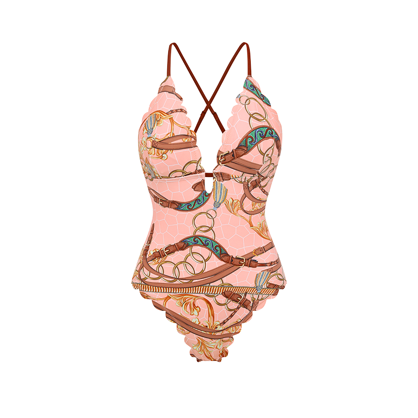 V Neck Printed Swimsuit Set(s)