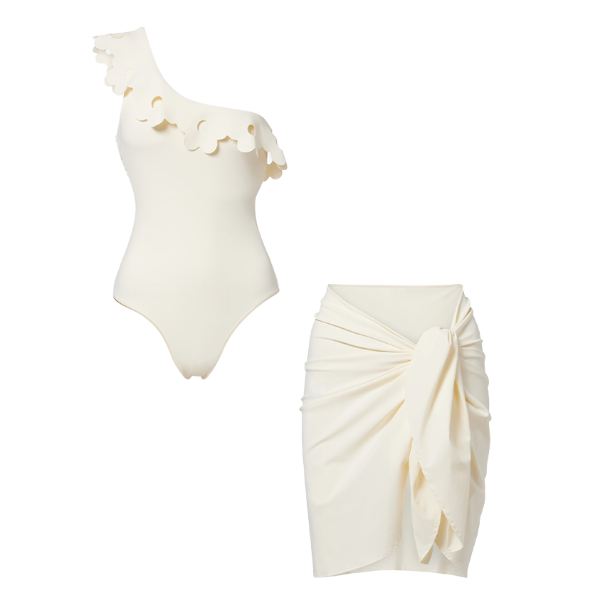 One Shoulder Solid Color Swimsuit Set(s)