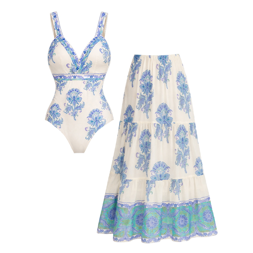 V Neck Printed Swimsuit Set(s)